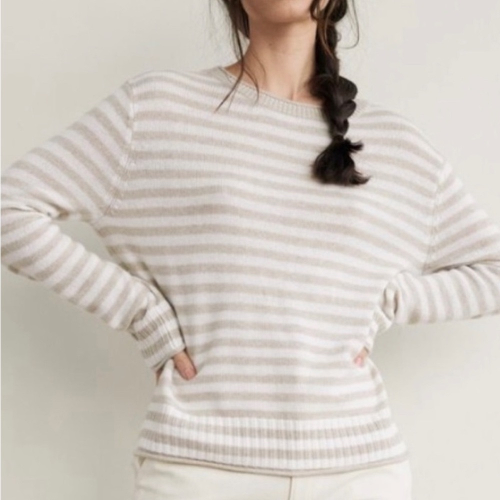 Jenni Kayne Everyday Sweater in Oat Ivory Stripe Size XS